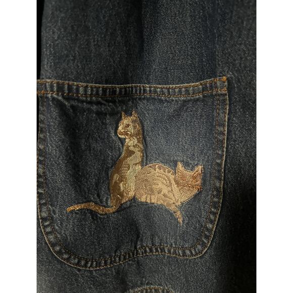 Blair Denim Jacket Womens 2XL Blue Cat Embroidered Pockets Casual Button Up - Picture 3 of 12